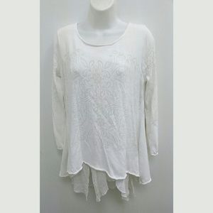 White Knit Tunic Blouse Layered Long Sleeve